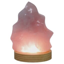 Rose Quartz Polished Flame Crystal with LED Large Light Base K1211 | Crystal Factory