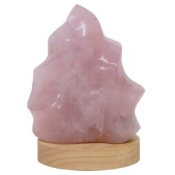 Rose Quartz Polished Flame Crystal with LED Large Light Base K1211 | Crystal Factory