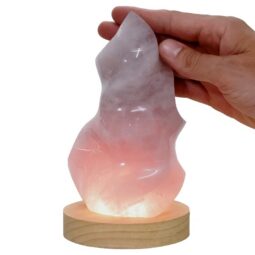 Rose Quartz Polished Flame Crystal with LED Large Light Base K1212 | Crystal Factory