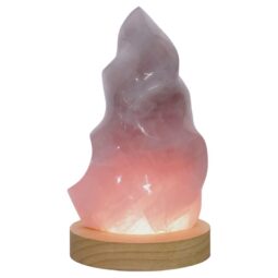 Rose Quartz Polished Flame Crystal with LED Large Light Base K1212 | Crystal Factory