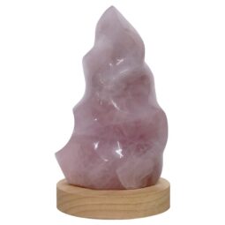 Rose Quartz Polished Flame Crystal with LED Large Light Base K1212 | Crystal Factory
