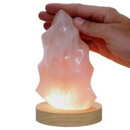 Rose Quartz Polished Flame Crystal with LED Large Light Base K1213 | Crystal Factory