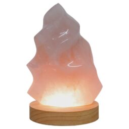 Rose Quartz Polished Flame Crystal with LED Large Light Base K1213 | Crystal Factory