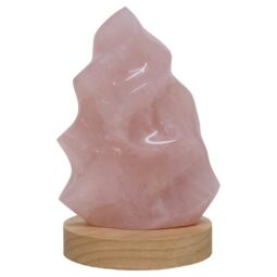 Rose Quartz Polished Flame Crystal with LED Large Light Base K1213 | Crystal Factory