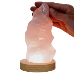 Rose Quartz Polished Flame Crystal with LED Large Light Base K1214 | Crystal Factory