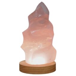 Rose Quartz Polished Flame Crystal with LED Large Light Base K1214 | Crystal Factory
