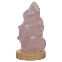 Rose Quartz Polished Flame Crystal with LED Large Light Base K1214 | Crystal Factory