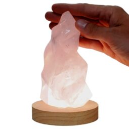 Rose Quartz Polished Flame Crystal with LED Large Light Base K1215 | Crystal Factory