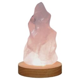 Rose Quartz Polished Flame Crystal with LED Large Light Base K1215 | Crystal Factory