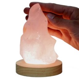 Rose Quartz Polished Flame Crystal with LED Large Light Base K1216 | Crystal Factory