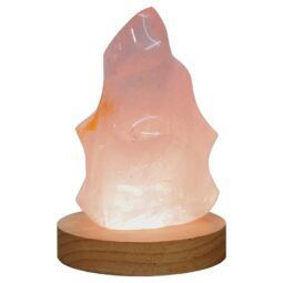 Rose Quartz Polished Flame Crystal with LED Large Light Base K1216 | Crystal Factory
