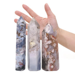Madagascar Flower Agate Terminated Point Set 3 Pieces B775 | Crystsl Factory