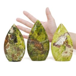 Madagascar Green Opal Teardrop Crystal Point Set 3 Pieces K1193 | Crystal Factory