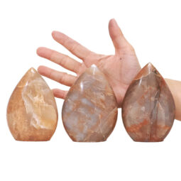 Madagascar Peach Moonstone Teardrop Crystal Point Set 3 Pieces K1196 | Crystal Factory