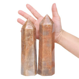 Madagascar Peach Moonstone Terminated Point Set 2 Pieces K1185 | Crystal Factory