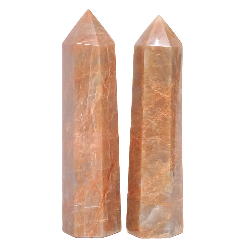 1.60kg Madagascar Peach Moonstone Terminated Point Set 2 Pieces K1186 3 Madagascar Peach Moonstone Terminated Point Set 2 Pieces K1186 | Crystal Factory