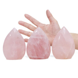 Madagascar Rose Quartz Teardrop Crystal Point Set 3 Pieces K1195 | Crystal Factory