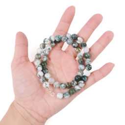 Moss Agate Round Beads Necklace | Crystal Factory