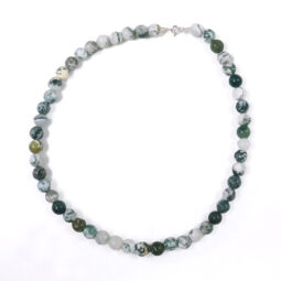 Moss Agate Round Beads Necklace | Crystal Factory
