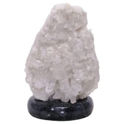 Clear Quartz Druze Lamp on Black Marble Base – White LED Bulb N2262 Crystal Factory