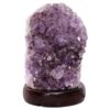 Amethyst Lamp on Wooden Base - Purple LED Bulb N2265 | Crystal Factory