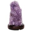 Amethyst Lamp on Wooden Base - Purple LED Bulb N2266 | Crystal Factory