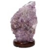Amethyst Lamp on Wooden Base - Purple LED Bulb N2267 | Crystal Factory