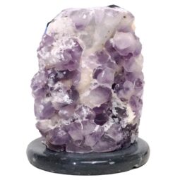 Amethyst Lamp on Marble Base - Purple LED Bulb N2268 | Crystal Factory
