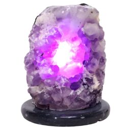 Amethyst Lamp on Marble Base - Purple LED Bulb N2268 | Crystal Factory