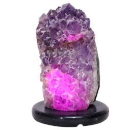 Amethyst Lamp on Marble Base - Purple LED Bulb N2269 | Crystal Factory