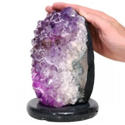 Amethyst Lamp on Marble Base - Purple LED Bulb N2269 | Crystal Factory