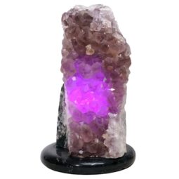 Amethyst Lamp on Marble Base - Purple LED Bulb N2270 | Crystal Factory