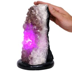 Amethyst Lamp on Marble Base - Purple LED Bulb N2270 | Crystal Factory