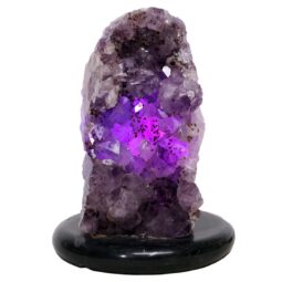 Amethyst Lamp on Marble Base - Purple LED Bulb N2271 | Crystal Factory