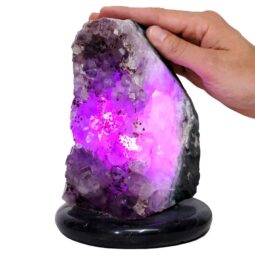 Amethyst Lamp on Marble Base - Purple LED Bulb N2271 | Crystal Factory
