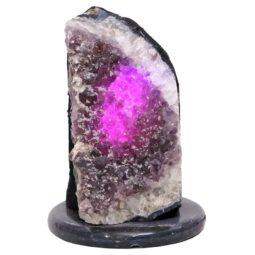 Amethyst Lamp on Marble Base - Purple LED Bulb N2272 | Crystal Factory