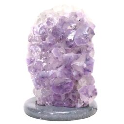 Amethyst Lamp on Marble Base - Purple LED Bulb N2273 | Crystal Factory