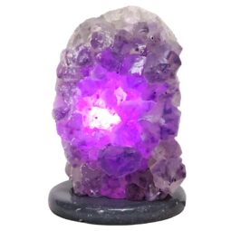 Amethyst Lamp on Marble Base - Purple LED Bulb N2273 | Crystal Factory
