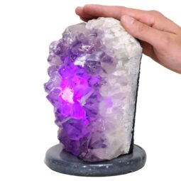 Amethyst Lamp on Marble Base - Purple LED Bulb N2273 | Crystal Factory