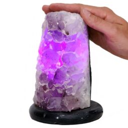Amethyst Lamp on Marble Base - Purple LED Bulb N2274 | Crystal Factory