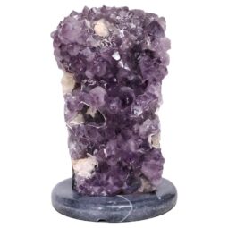 Amethyst Lamp on Marble Base - Purple LED Bulb N2275 | Crystal Factory