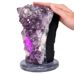 Amethyst Lamp on Marble Base - Purple LED Bulb N2275 | Crystal Factory
