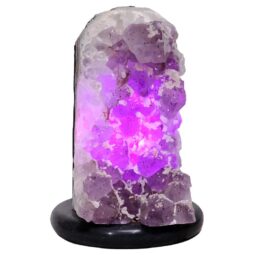 Amethyst Lamp on Marble Base - Purple LED Bulb N2276 | Crystal Factory