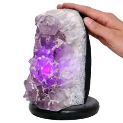 Amethyst Lamp on Marble Base - Purple LED Bulb N2276 | Crystal Factory