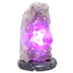 Amethyst Lamp on Marble Base - Purple LED Bulb N2277 | Crystal Factory