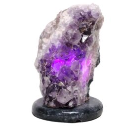 Amethyst Lamp on Marble Base - Purple LED Bulb N2278 | Crystal Factory