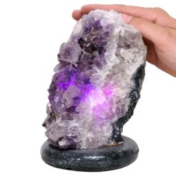 Amethyst Lamp on Marble Base - Purple LED Bulb N2278 | Crystal Factory