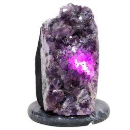Amethyst Lamp on Marble Base - Purple LED Bulb N2279 | Crystal Factory