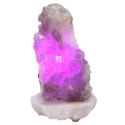 Amethyst Lamp on Quartz Base - Purple LED Bulb N2280 | Crystal Factory