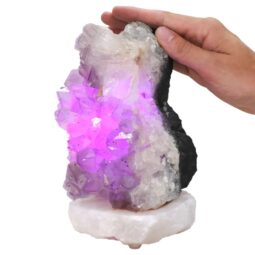 Amethyst Lamp on Quartz Base - Purple LED Bulb N2280 | Crystal Factory